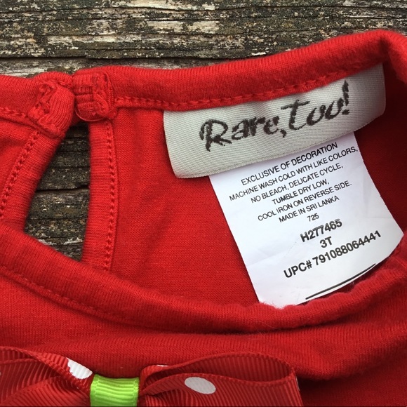 Rare Too Girls Christmas Shirt Size 3T - Picture 3 of 4